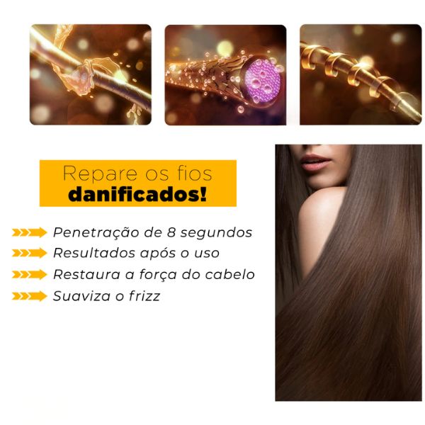 Máscara de Alisamento instantâneo a base de Colágeno Puro & Keratina Pura - GoldHair®
