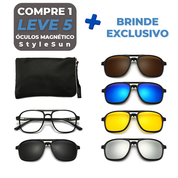 StyleSun® | Óculos Magnéticos 6 em 1 para Estilo e Proteção Infinitos + Brinde Exclusivo