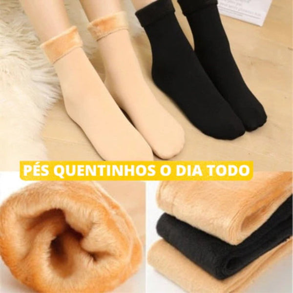 Meia Nuvem® | Meias Térmicas Aveludadas - Pés Quentinhos com 3 pares [COMPRE 1 LEVE 3]