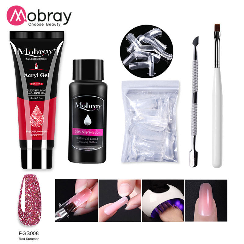 Mobray® | Kit Unhas Perfeitas Completo: Polygel + 10 Tipos de Molde + Pincel + Ferramenta para Acabamento + Primer de Brinde