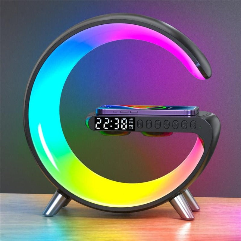 G-Speaker® | Luminária RGB de Mesa com Carregador sem Fio e Auto Falante com Bluetooth Integrado + Brinde Exclusivo