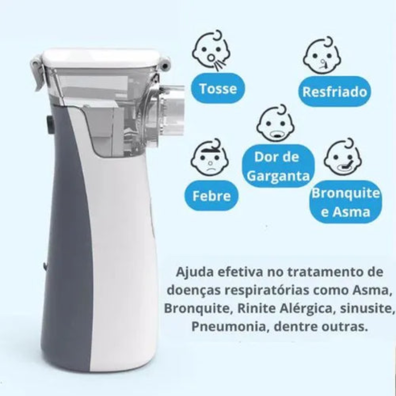 Kit Inalador Nebulizador® - Portátil e Ultra Silencioso + 3 Máscaras de Brinde!